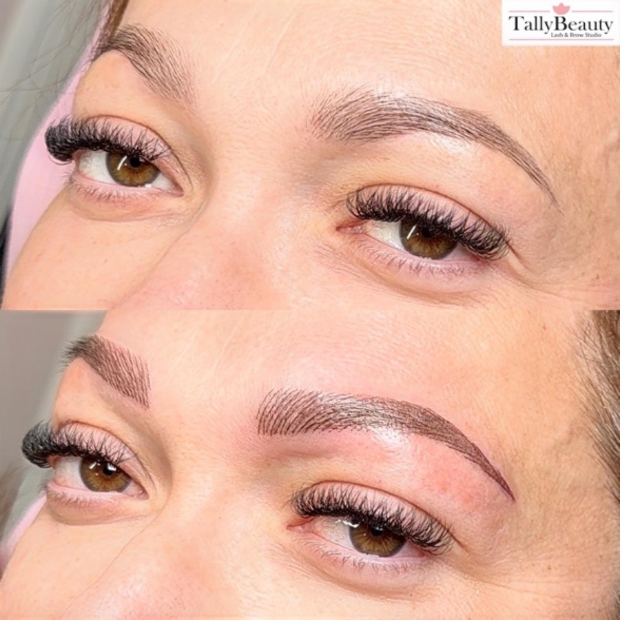 Nanobrows before and after, done at Tally Beauty