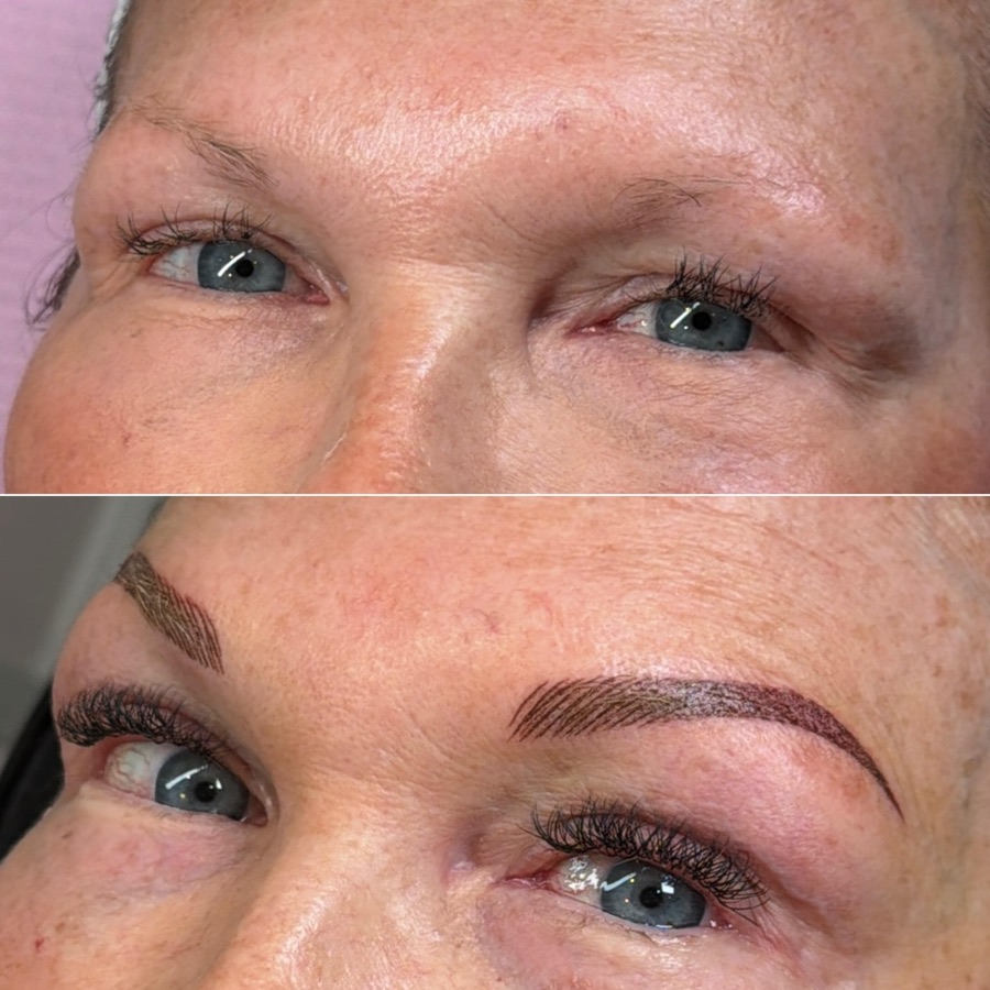 Ombré Brows before and after, done at Tally Beauty